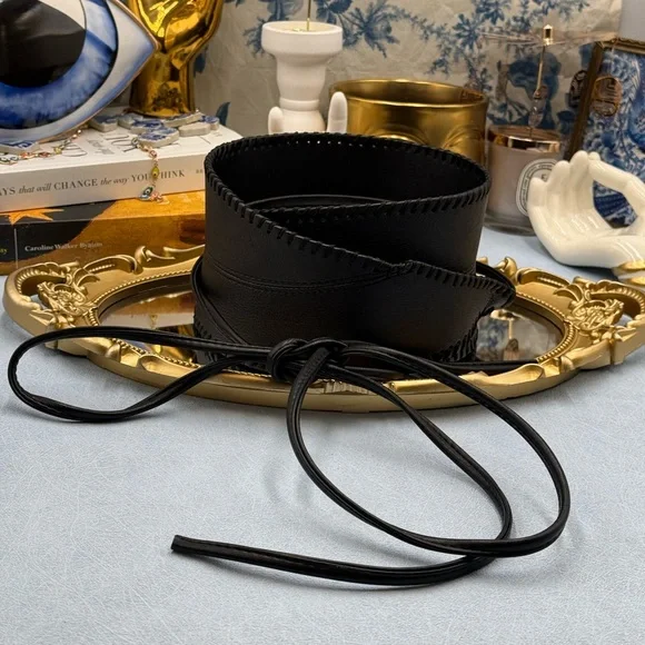 🆕 BRONX & BANCO 🧿 NWOT Briana Faux Leather Tie-Around Belt, Black - Picture 12 of 16